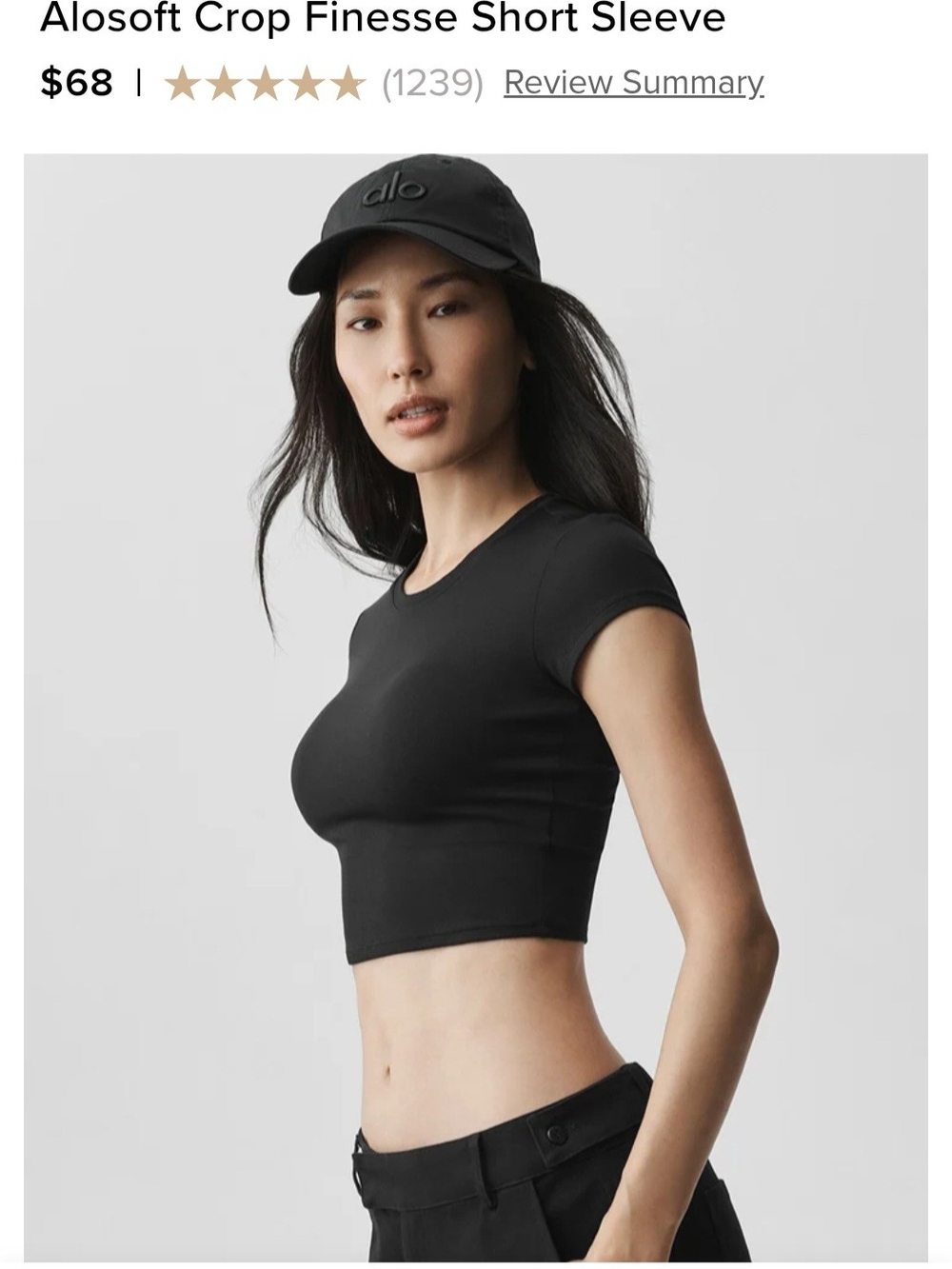 ALO Yoga Alosoft Crop Finesse Short Sleeve Top - Black